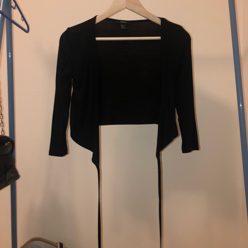 Forever 21 Black Front Tie Crop Top